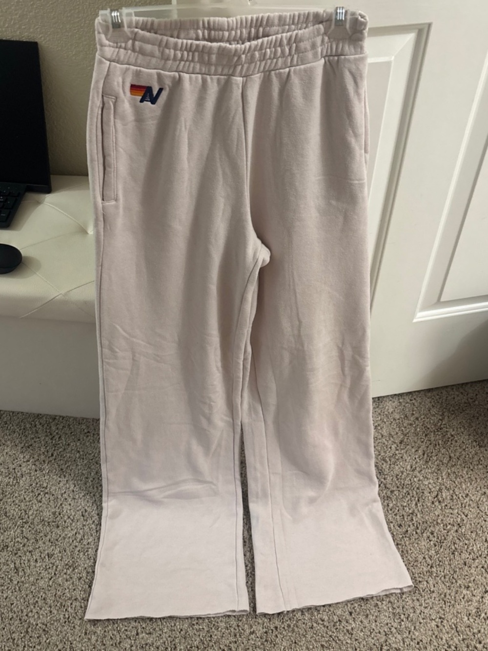 Aviator nation, white leg, sweatpants with pockets brand new size small